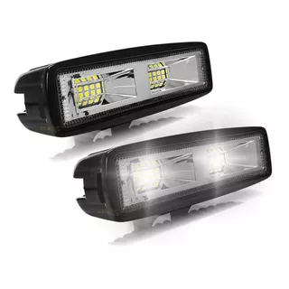 Par Farol Milha Led Auxiliar Retangular 48w Flood Strobo 16