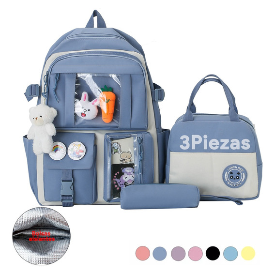 Set De Tres Piezas De Mochila Escolar, Lonchera Y Estuche