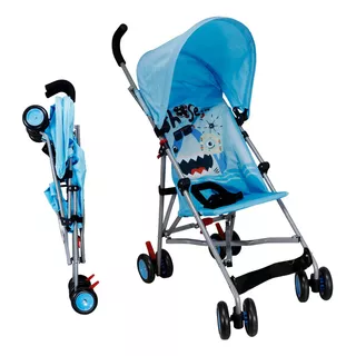 Carriola De Bastón Plegable Para Bebé Ligera Infantil Paseo Color Azul