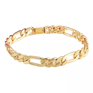 Pulsera Hombre Figaro Hl 8mm Platabañooro24k Duodeluxejoyas®