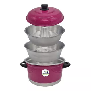  Panela Multi-uso A Vapor 3x1  Rosa Pink Forma De Pudim 