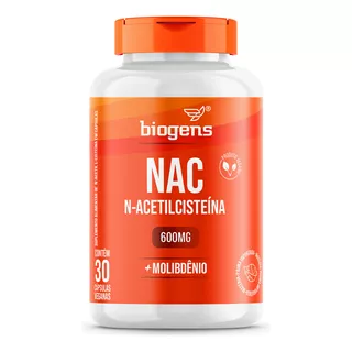 N-acetilcisteína Nac 600 Mg, Molibdeno, 30 Cápsulas Veganas, Biogen