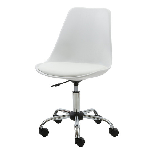 Silla Escritorio Oficina Pc Eames Con Ruedas Almohadón Color Blanco