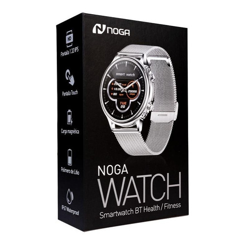 Smartwatch Reloj Inteligente Deportiv Mujer Hombre Noga Sw08 Color de la caja Negro Color de la malla Plateado Color del bisel Plateado Diseño de la malla Silicona