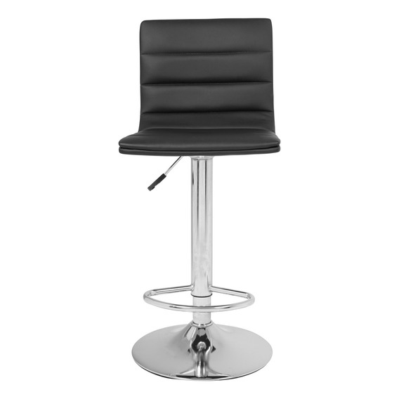 Silla Bar Elegante Altura Ajustable Con Reposapié Y Respaldo Acabado De La Estructura Cromado Color Negro