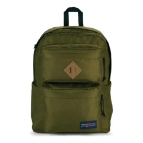 Mochila Jansport Double Break Backpack Green Navy Verde Color Verde oscuro Diseño de la tela Liso