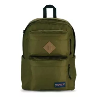 Mochila Jansport Double Break Backpack Green Navy Verde Color Verde Oscuro Diseño De La Tela Liso