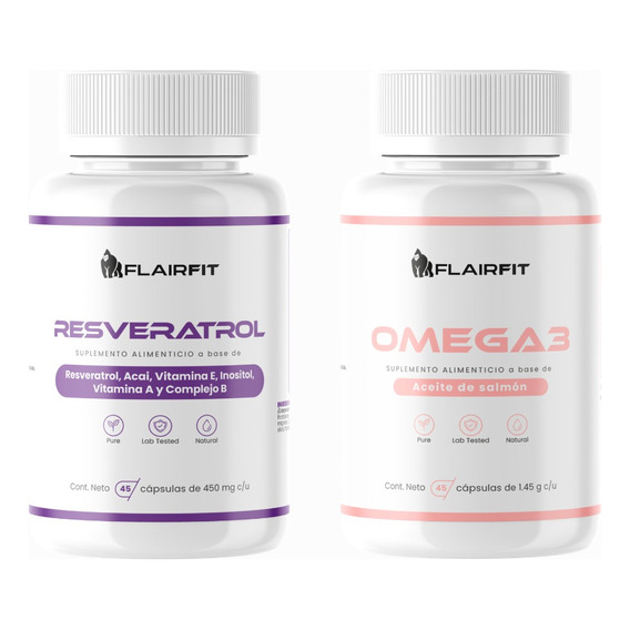 Pack Omega 3 - Resveratrol, Antioxidante Natural 90 Caps Sabor Sin Sabor