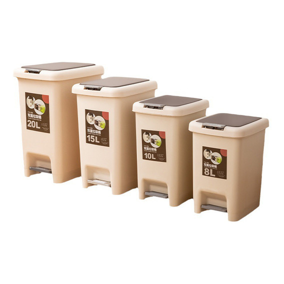 Papelera Cocina Y Baño Cesto Tacho De Basura Doble Tapa 10 L