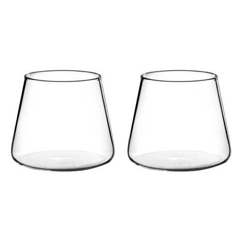 Set 2 Vasos De Vidrio Estilo Japonés 320 Ml Simplit Color Blanco