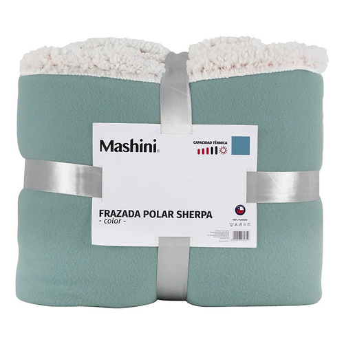 Frazada Polar Sherpa 2 Plazas Hipertermica Mashini Color Verde Diseño De La Tela Liso