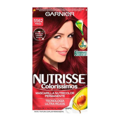 Kit Tinte Garnier  Nutrisse coloríssimos Mascarilla nutricolor permanente tono 5562 fresa para cabello