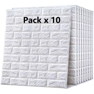 Revestimiento Pared Adhesivo Piedra Blanco Pack X 10 Placas
