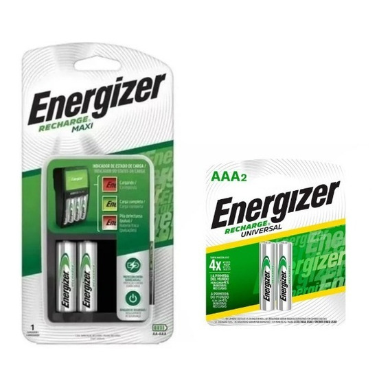 Combo Cargador Maxi+ 2 Pilas Aaa Recargables Energizer