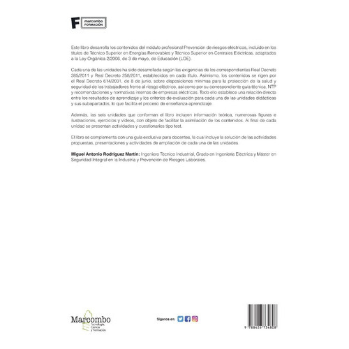 Prevención De Riesgos Eléctricos, De Miguel Antonio Rodríguez Martín. Editorial Alfaomega - Marcombo, Tapa Blanda, Edición 1 En Español, 2022