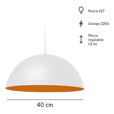 Colgante Media Esfera 40cm Color Ideal Cocina Apto Led Fz Sf