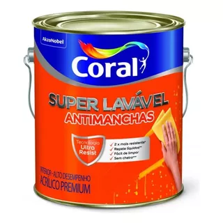 Tinta Acrílica Premium Coral Super Lavável 3,6l Branco