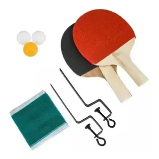 Conjunto Ping Pong Tênis De Mesa Raquetes Bolinhas Rede Cor Vermelho