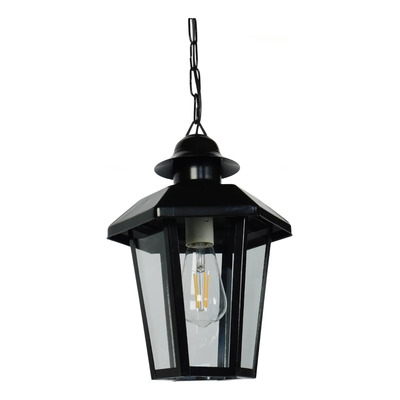Farol Colgante Techo Exagonal E27 Colonial Negro Apto Led Negro