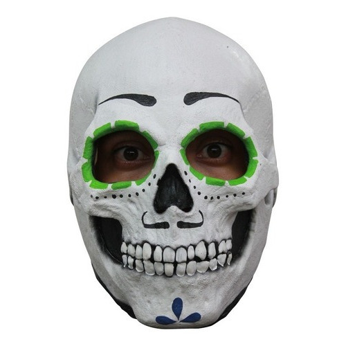 Máscara De Calavera Catrina Skull Halloween 26455 Color Blanco/Verde