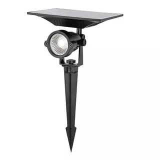 Lámpara Solar Luz Led P/jardin 10w Impermeable Recargable Color Negro