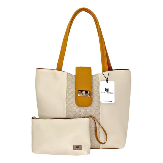 Bolsos Dama Cartera De Mujer Karla Chacon + Accesorio Color Beige