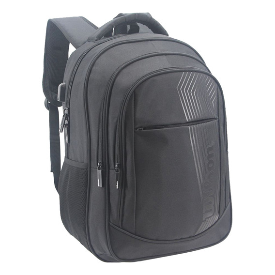 Mochila Wilson Porta Notebook Original Reforzada Con Puerto Usb Deportes Gym Urbana Unisex Color Negro 65.11111bl