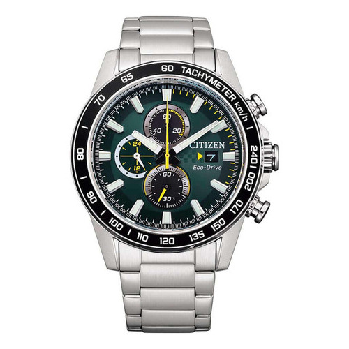 Reloj Hombre Citizen Crono Ca0780-87x Eco Drive Agente Of M Color de la malla Acero inoxidable Color del bisel Negro Color del fondo Verde oscuro