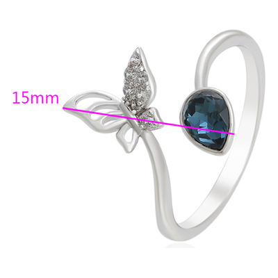 Anillo Ajustable Mariposa Dama Swarovski Oro Blanco 14k Lam