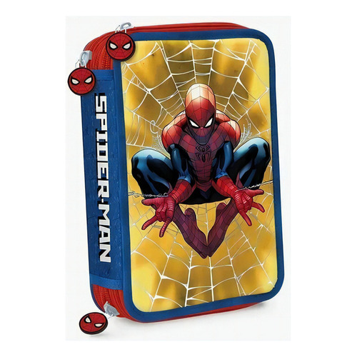 Cartuchera Canopla Spiderman 3 Pisos 1803-02 Niños Mapleweb Color Rojo