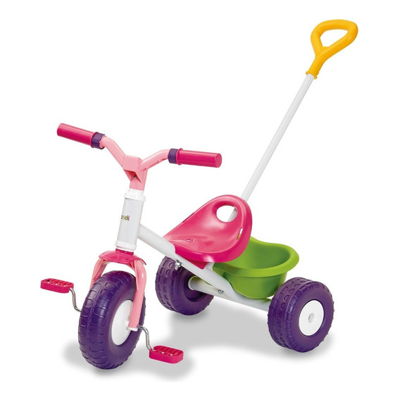 Triciclo Metal Con Manija Infantil Rondi Little Trike Jb 17 Color Rosa Y Blanco