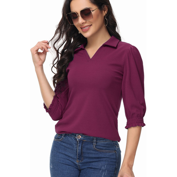 Blusa Moda Casual Suelto Elegante 3/4 Manga Para Mujer