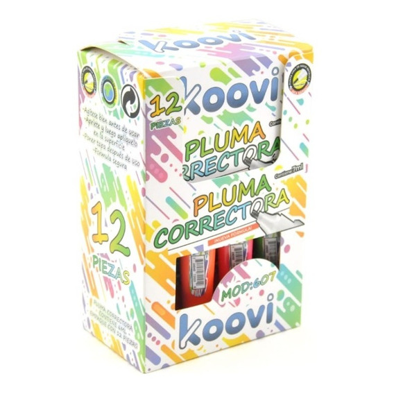 12 Piezas De Pluma Correctora Modelo 607  Marca Koovi