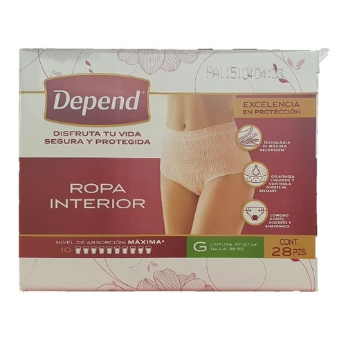 Pañales para adultos Depend Ropa Interior Grande x 28 u