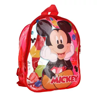 Disney Mochila Escolar Mickey Mouse Trasparente Rojo 83360 Color Morado
