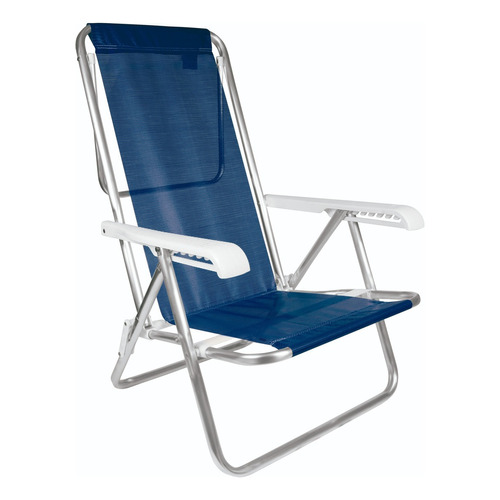 Silla reclinable de 8 posiciones, de aluminio, playa, piscina, color azul