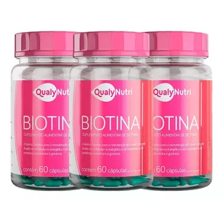 Kit 3 Biotina Firmeza Crescimento Saúde Cabelos Unhas Pele 