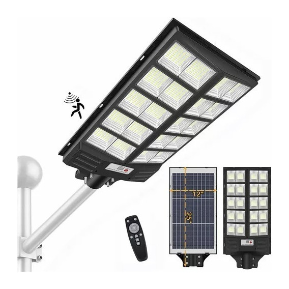 Lampara Led Solar Suburbana Alumbrado Publico 1000w Con Tubo Color Negro