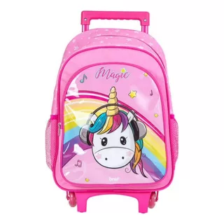 Mochila Infantil Com Rodinha Magic Rosa