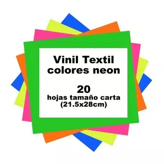 20 Hojas De Vinil Textil Basico Color Neon