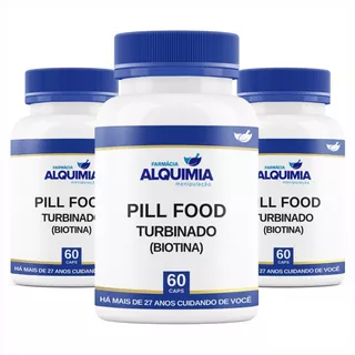 Pill Food Turbinado 60 Cp - Kit 3 Frascos - Fórmula Forte