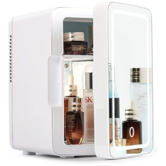 Mini Refrigerador Con Espejo Skincare 8 Litros Frio Y Calor