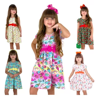 Kit 5 Vestido Infantil Menina Atacado Especial Black Friday 