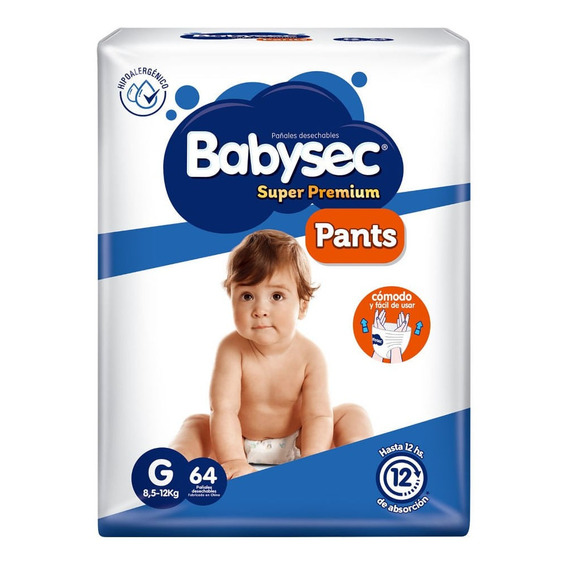 Pañal Babysec Pants Super Premium Talla G 64 Un