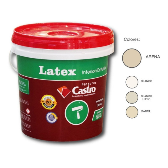 Pintura Latex Interior Exterior Arena 3,6lt Cerámicas Castro