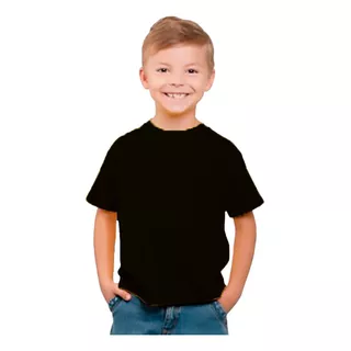 Camisetas Niños En Color Cuello Redondo En Algodon Peinado