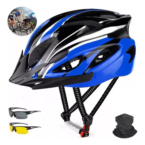 Casco De Bicicleta Unisex+ Luz De Bicicleta+mascara+gafas