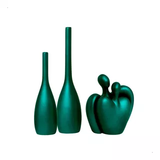 Kit Decorativo Verde Éden Dupla Tulipa E Escultura Romance