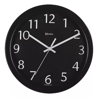 Relógio De Parede Herweg 30cm Quartz 6719-034 Preto Fundo Acessórios