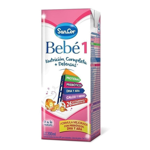 Leche de fórmula líquida sin TACC Mead Johnson SanCor Bebé 1 sabor original en brick x 1un de 200g - 0  a 6 meses